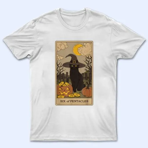 Tarot Card Crescent Moon And Black Cat Witch Hat T Shirt