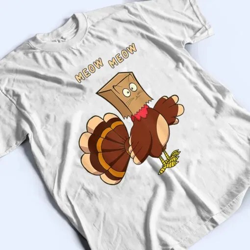 Thanksgiving Cat Funny Fake Cat Meow Thanksgiving Turkey Dab T Shirt