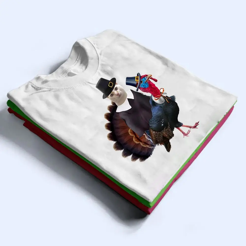 Thanksgiving-Cat-Pilgrim-Costume-Thanksgiving-Turkey-T-Shirt-1 Thanksgiving Cat Pilgrim Costume Thanksgiving Turkey T Shirt