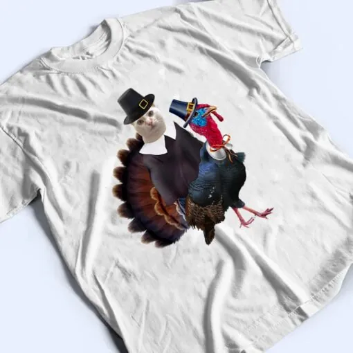 Thanksgiving Cat Pilgrim Costume Thanksgiving Turkey T Shirt