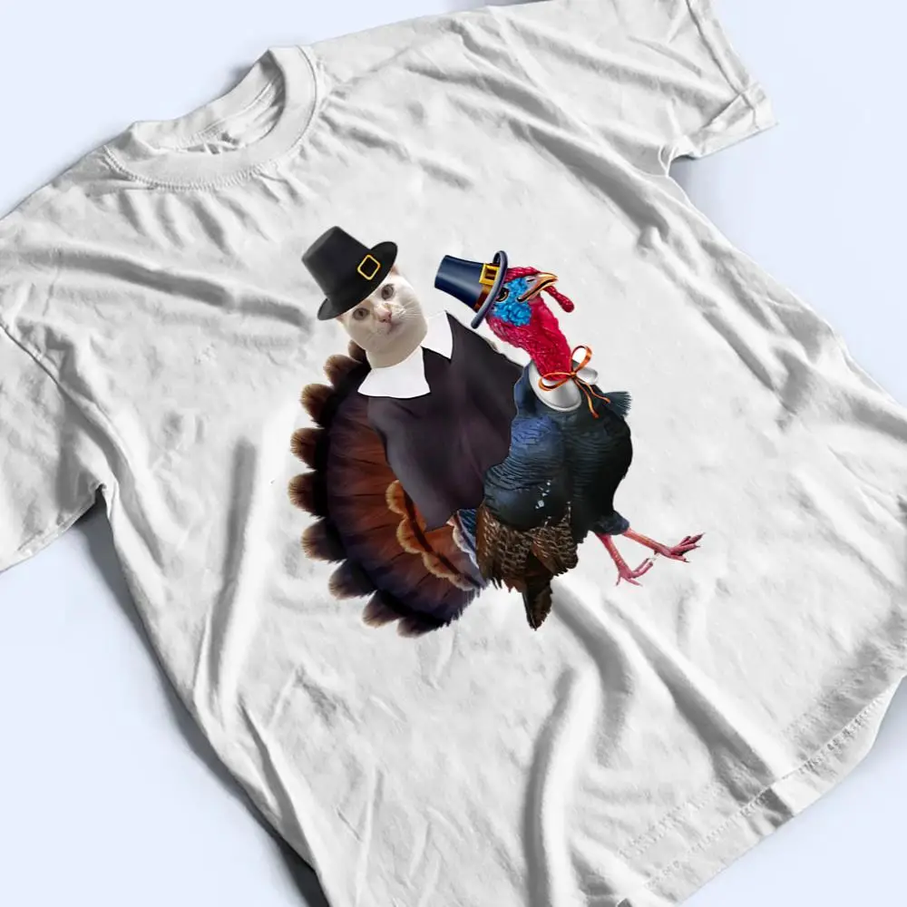 Thanksgiving-Cat-Pilgrim-Costume-Thanksgiving-Turkey-T-Shirt-2 Thanksgiving Cat Pilgrim Costume Thanksgiving Turkey T Shirt