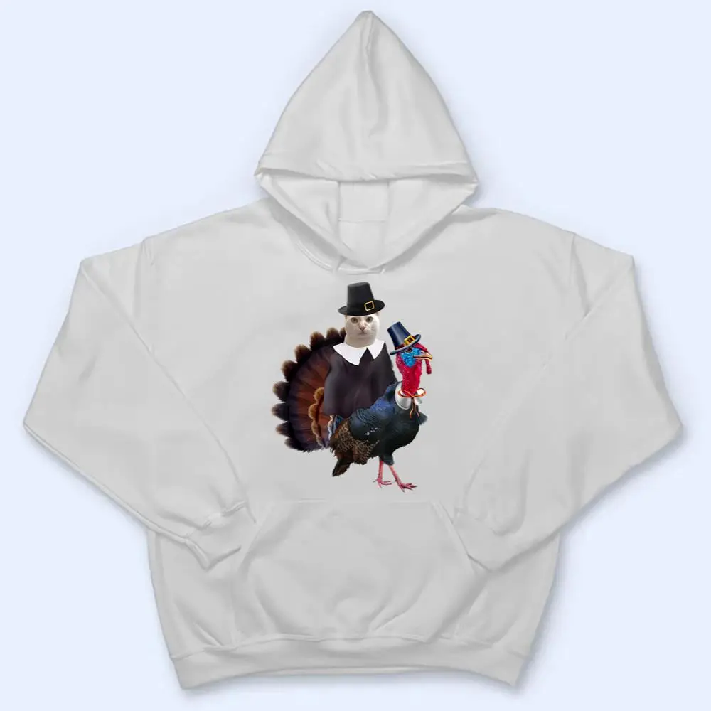 Thanksgiving-Cat-Pilgrim-Costume-Thanksgiving-Turkey-T-Shirt-3 Thanksgiving Cat Pilgrim Costume Thanksgiving Turkey T Shirt