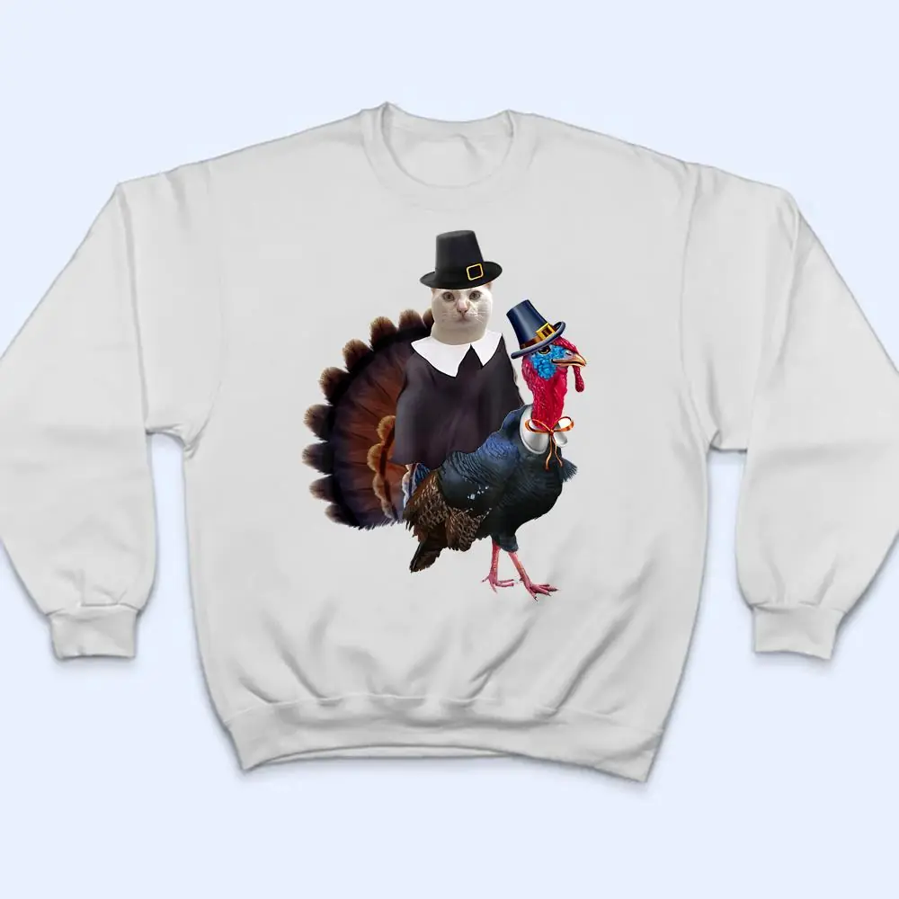Thanksgiving-Cat-Pilgrim-Costume-Thanksgiving-Turkey-T-Shirt-4 Thanksgiving Cat Pilgrim Costume Thanksgiving Turkey T Shirt