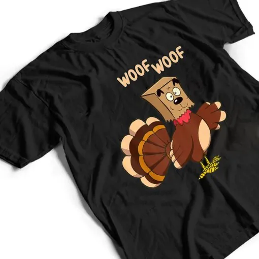 Thanksgiving Dog Funny Fake Dog Woof Thanksgiving Turkey T Shirt