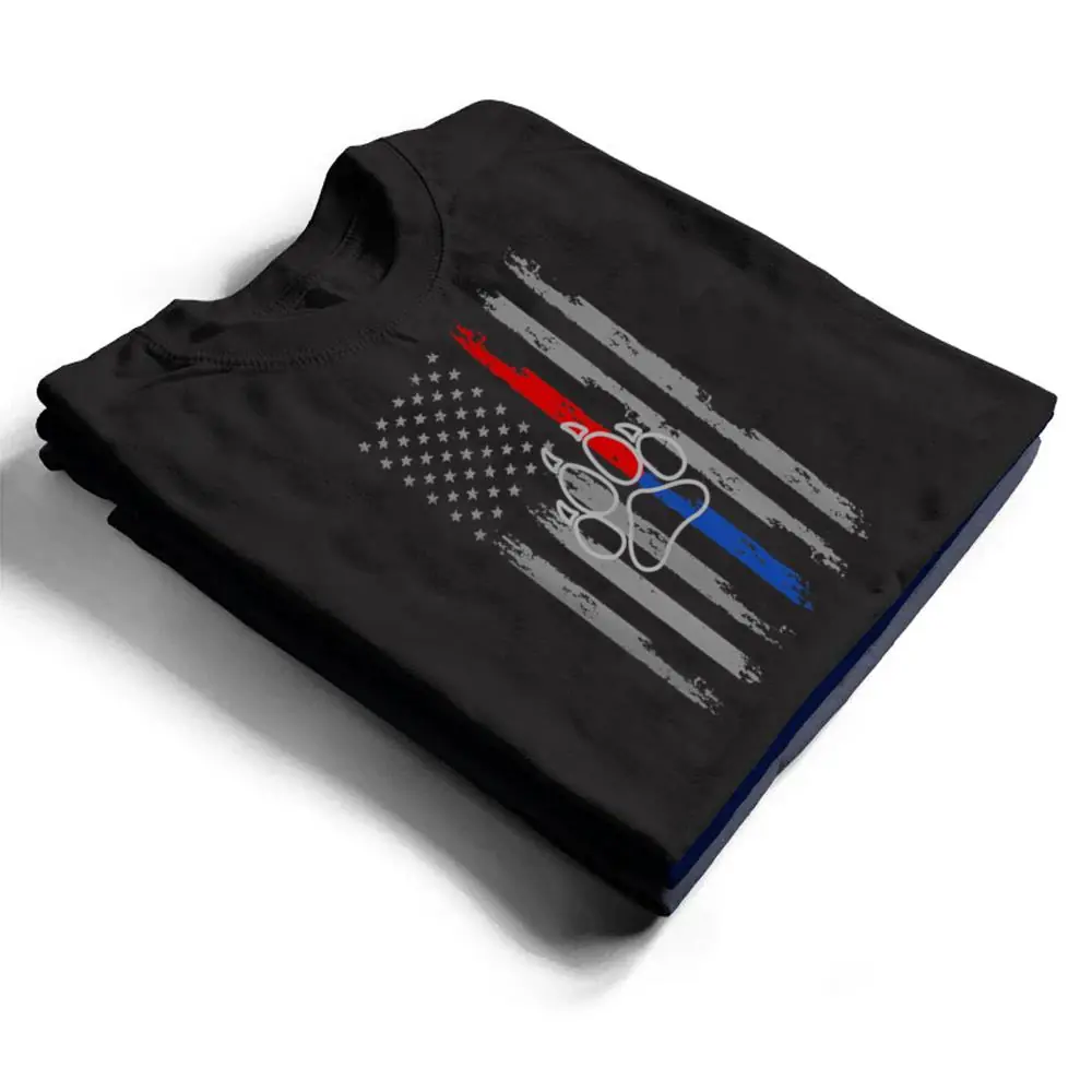 Thin-Red-Blue-Line-Flag-With-Dog-Paw-Print-T-Shirt-1 Thin Red Blue Line Flag With Dog Paw Print T Shirt