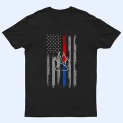 Thin Red Blue Line Flag With Dog Paw Print T Shirt