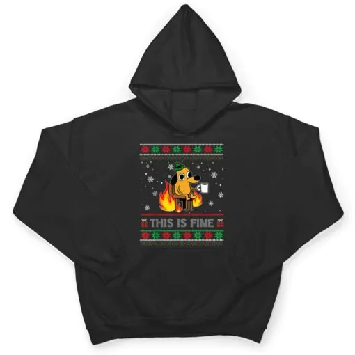 This Is Fine Dog Meme Funny Christmas Xmas T Shirt