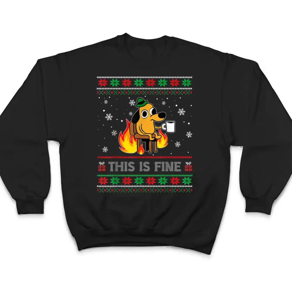 This-Is-Fine-Dog-Meme-Funny-Christmas-Xmas-T-Shirt-4 This Is Fine Dog Meme Funny Christmas Xmas T Shirt
