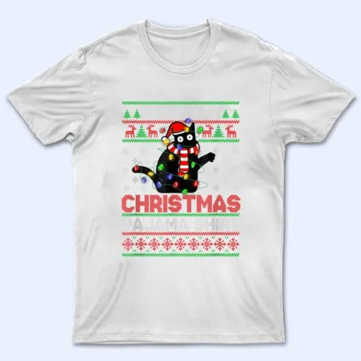 This Is My Christmas Pajama  Black Cat Lover Christmas Ver 2 T Shirt