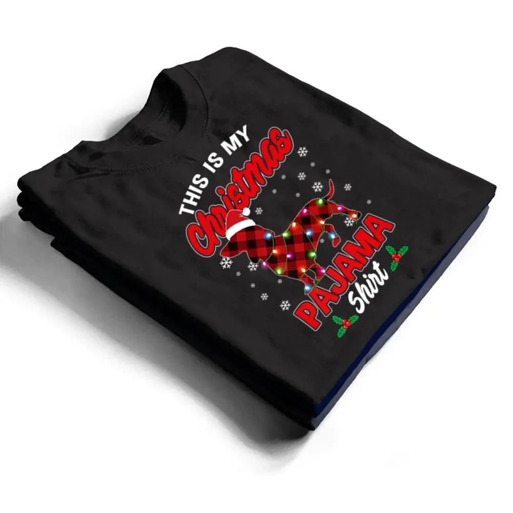 This-Is-My-Christmas-Pajama-Santa-Dachshund-Dog-Plaid-T-Shirt-1 This Is My Christmas Pajama Santa Dachshund Dog Plaid T Shirt