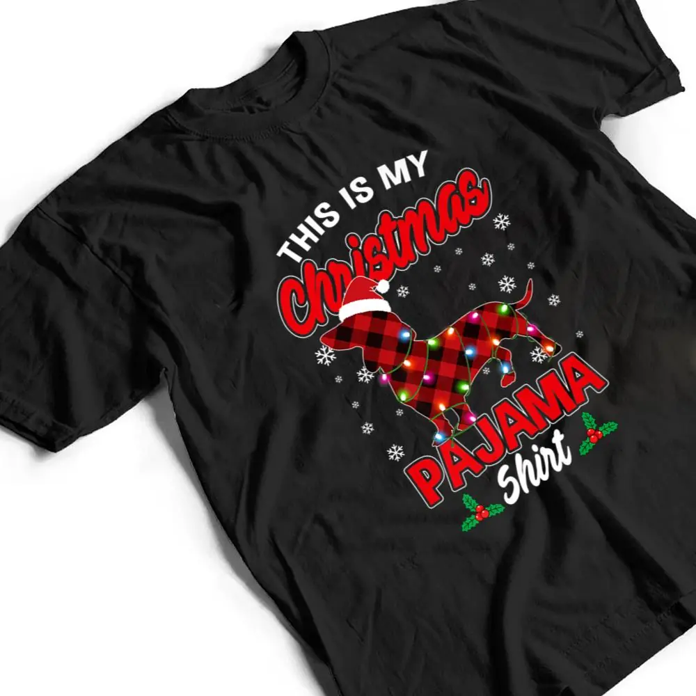 This-Is-My-Christmas-Pajama-Santa-Dachshund-Dog-Plaid-T-Shirt-2 This Is My Christmas Pajama Santa Dachshund Dog Plaid T Shirt