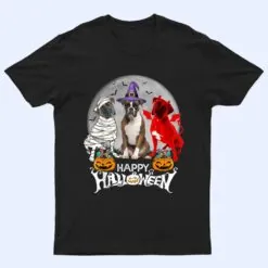 Three Boxer Dog Brindle Boxer Mummy Witch Demon Halloween T Shirt