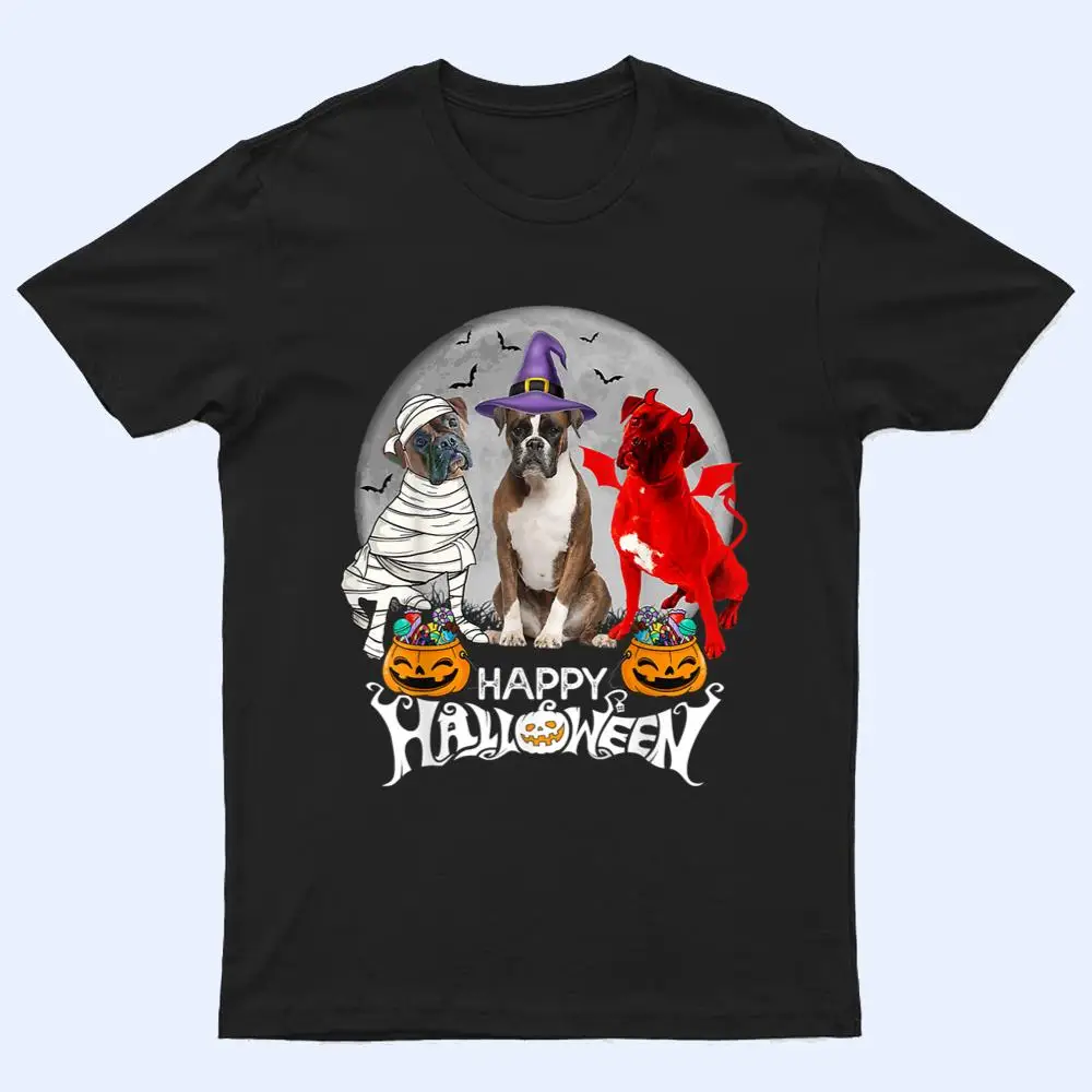 Three Boxer Dog Brindle Boxer Mummy Witch Demon Halloween T Shirt Three Boxer Dog Brindle Boxer Mummy Witch Demon Halloween T Shirt
