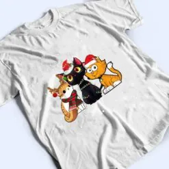 Three Cat Christmas Funny Kitty Santa Hat And Lights Gifts T Shirt Three Cat Christmas Funny Kitty Santa Hat And Lights Gifts T Shirt
