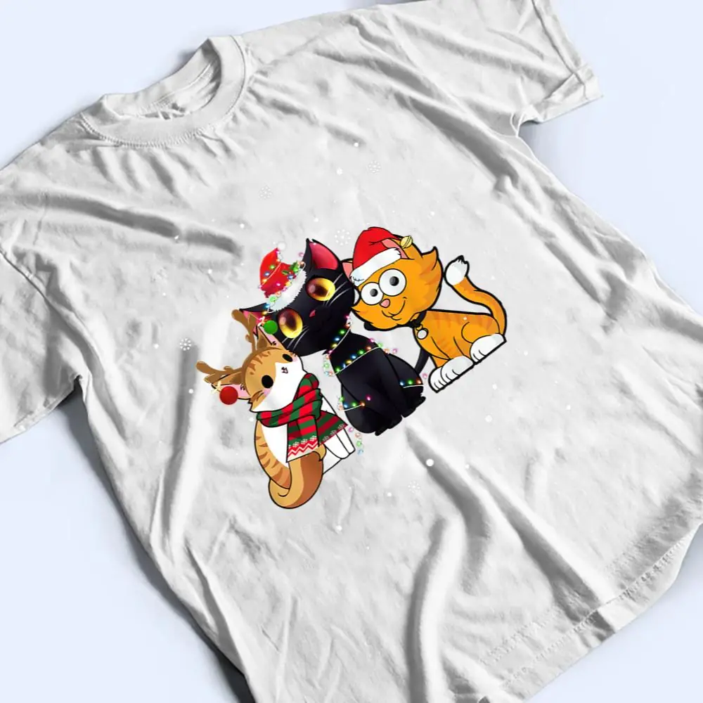 Three-Cat-Christmas-Funny-Kitty-Santa-Hat-And-Lights-Gifts-T-Shirt-2 Three Cat Christmas Funny Kitty Santa Hat And Lights Gifts T Shirt