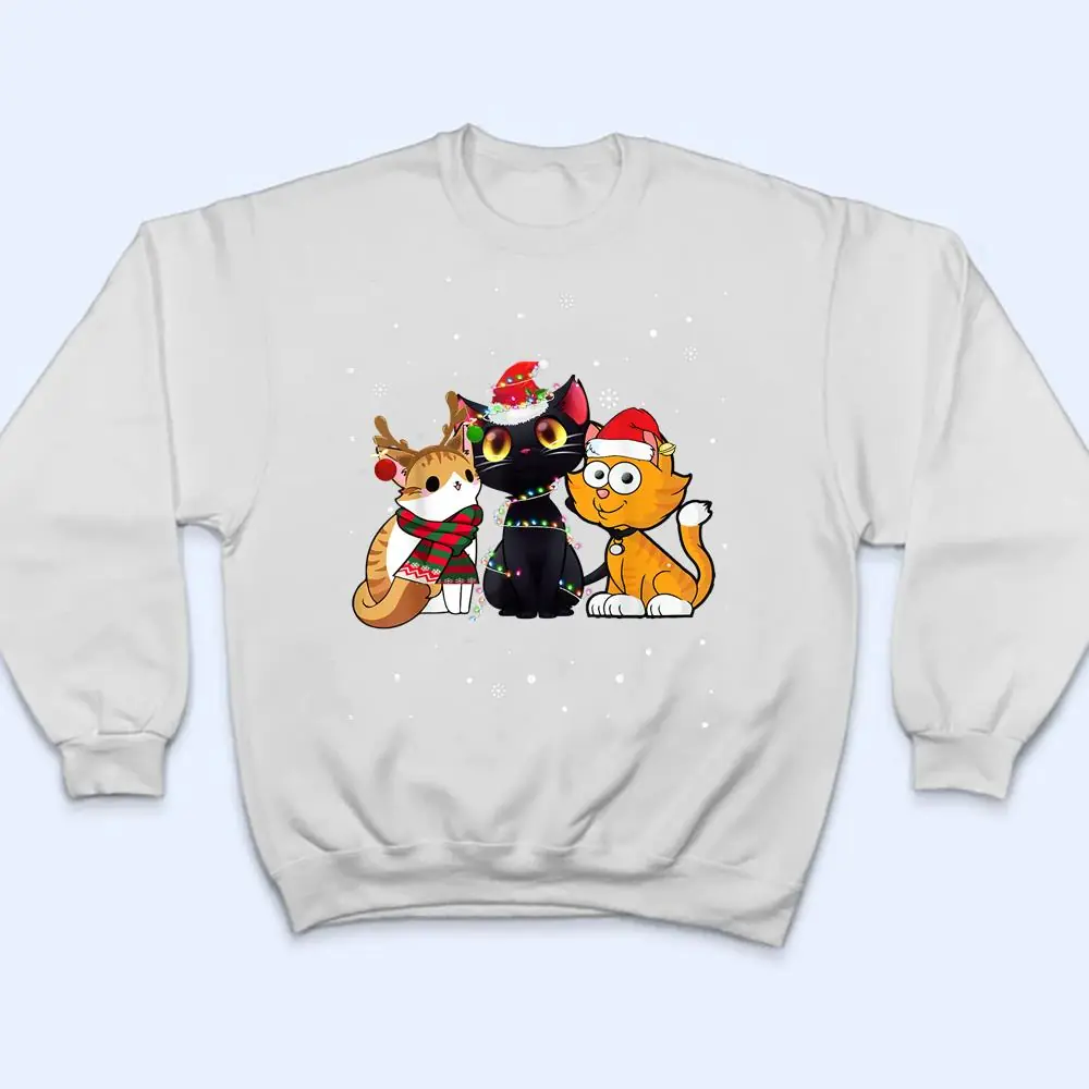 Three-Cat-Christmas-Funny-Kitty-Santa-Hat-And-Lights-Gifts-T-Shirt-4 Three Cat Christmas Funny Kitty Santa Hat And Lights Gifts T Shirt