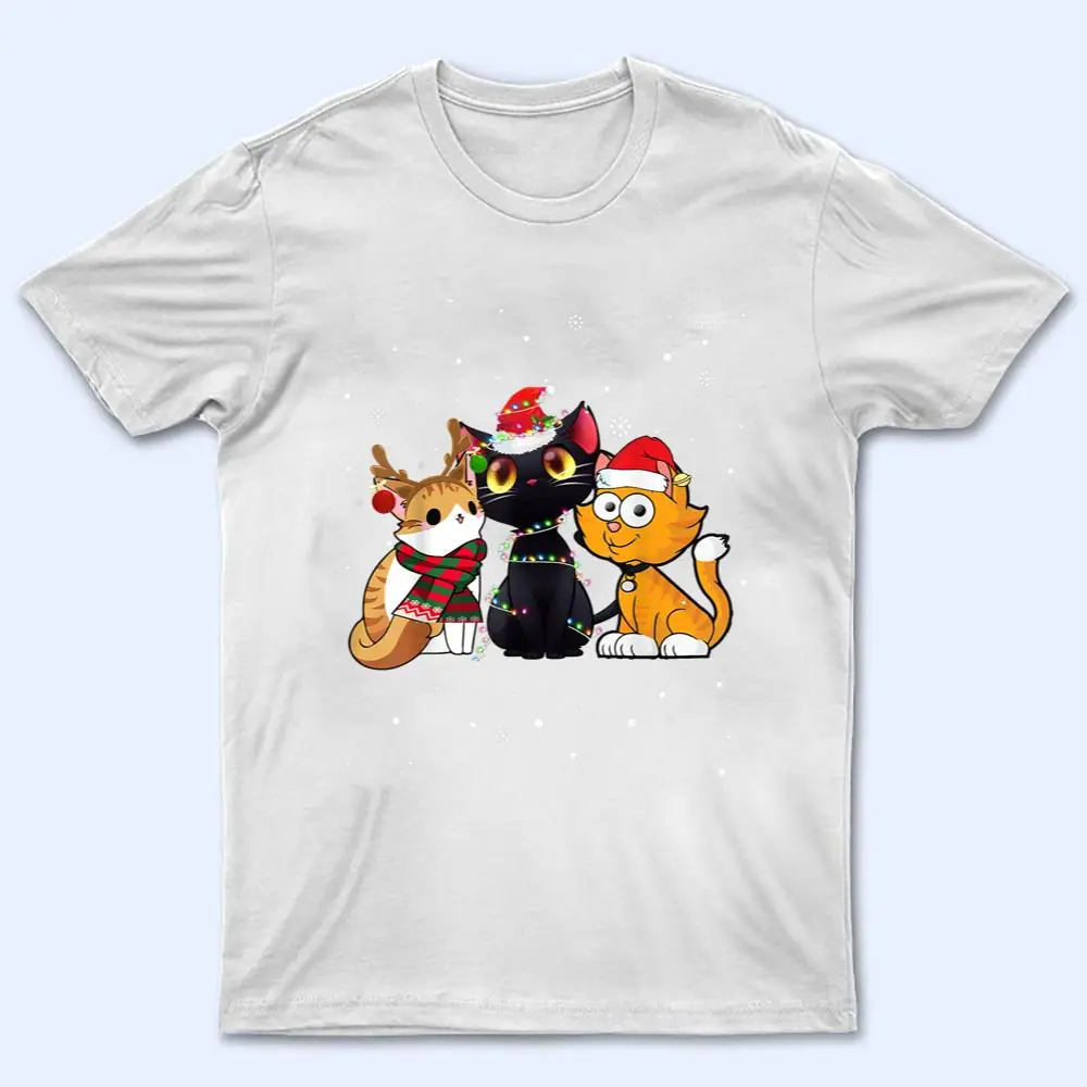 Three Cat Christmas Funny Kitty Santa Hat And Lights Gifts T Shirt Three Cat Christmas Funny Kitty Santa Hat And Lights Gifts T Shirt