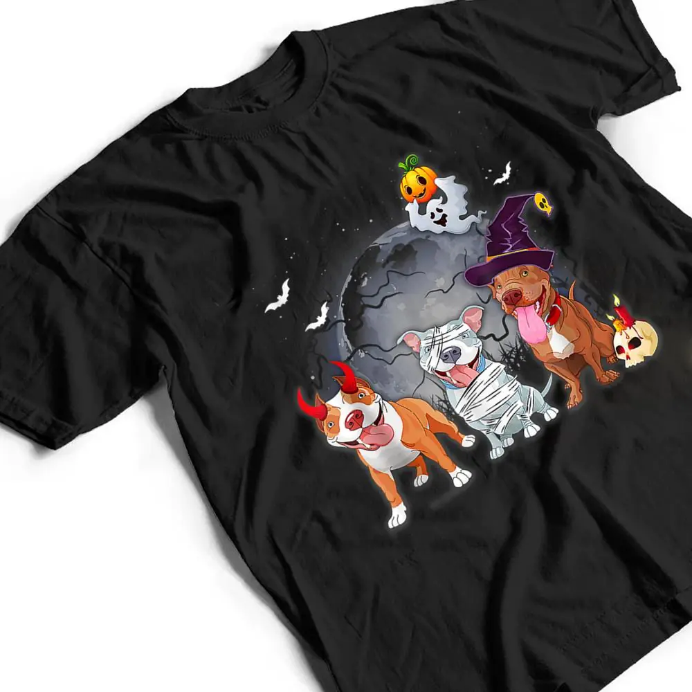 Three-Pitbulls-Dog-in-The-Moon-Halloween-Costume-T-Shirt-2 Three Pitbulls Dog in The Moon Halloween Costume T Shirt