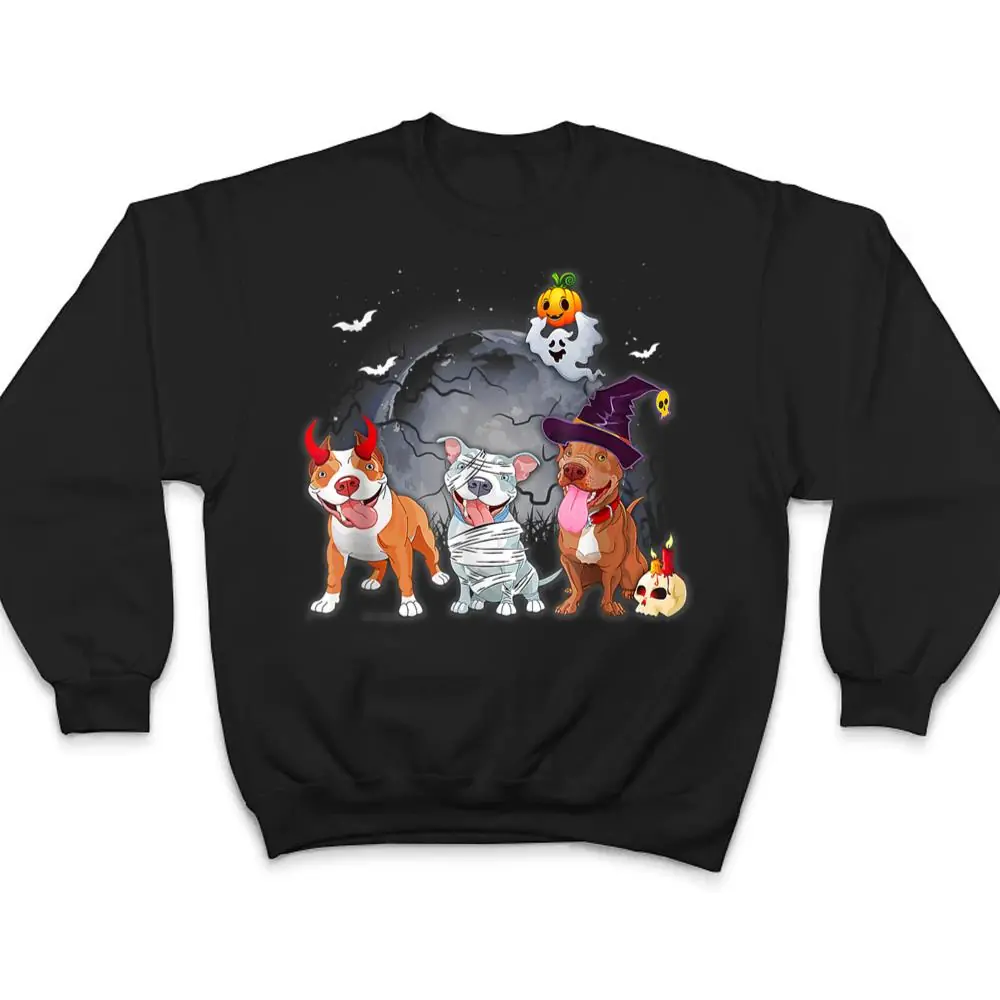 Three-Pitbulls-Dog-in-The-Moon-Halloween-Costume-T-Shirt-4 Three Pitbulls Dog in The Moon Halloween Costume T Shirt