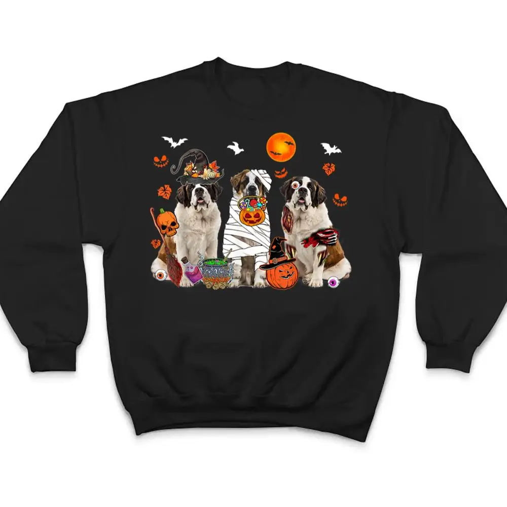 Three-St.-Bernard-Dogs-Witch-Scary-Mummy-Halloween-Zombie-T-Shirt-4 Three St. Bernard Dogs Witch Scary Mummy Halloween Zombie T Shirt
