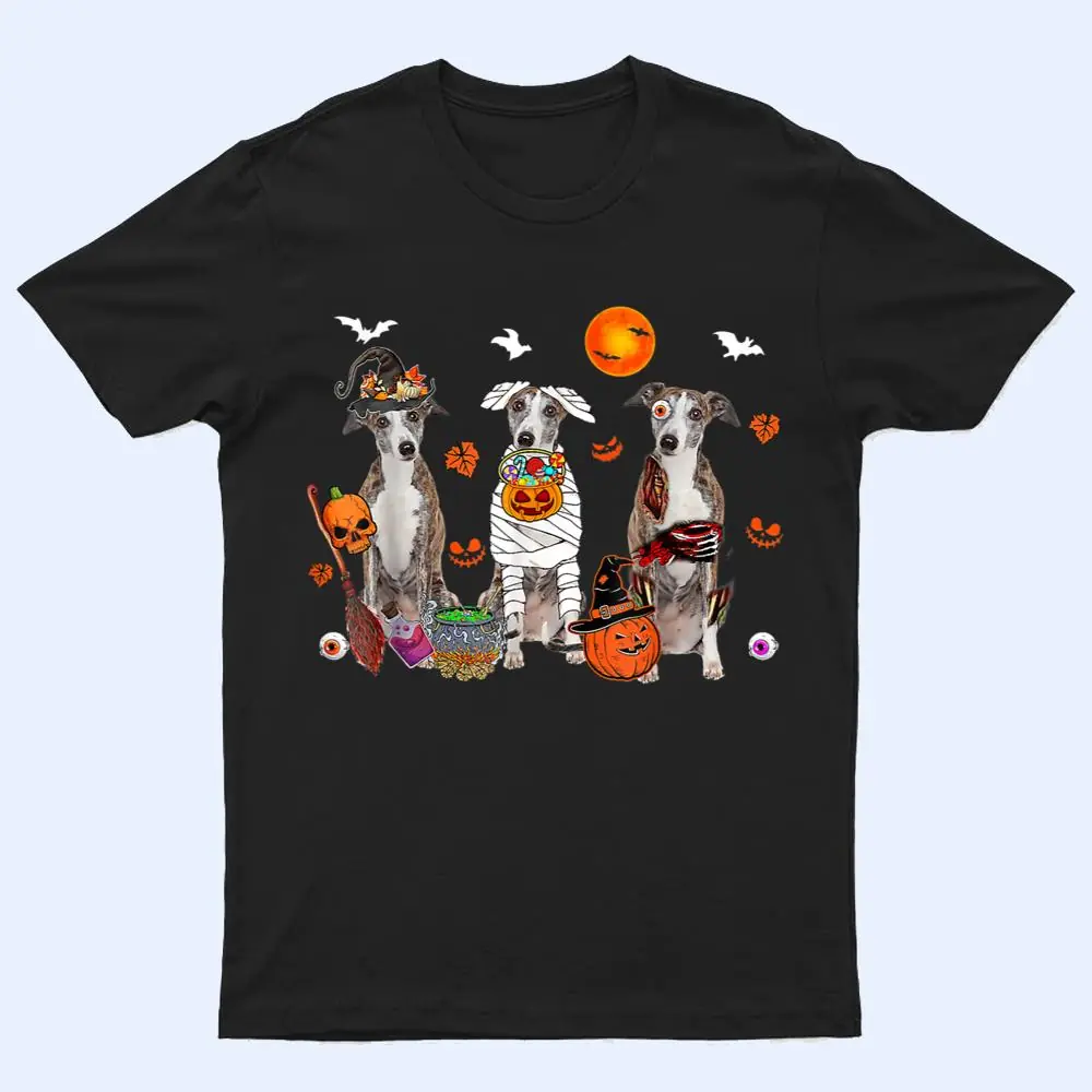 Three Whippet Dogs Witch Scary Mummy Halloween T Shirt Three Whippet Dogs Witch Scary Mummy Halloween T Shirt
