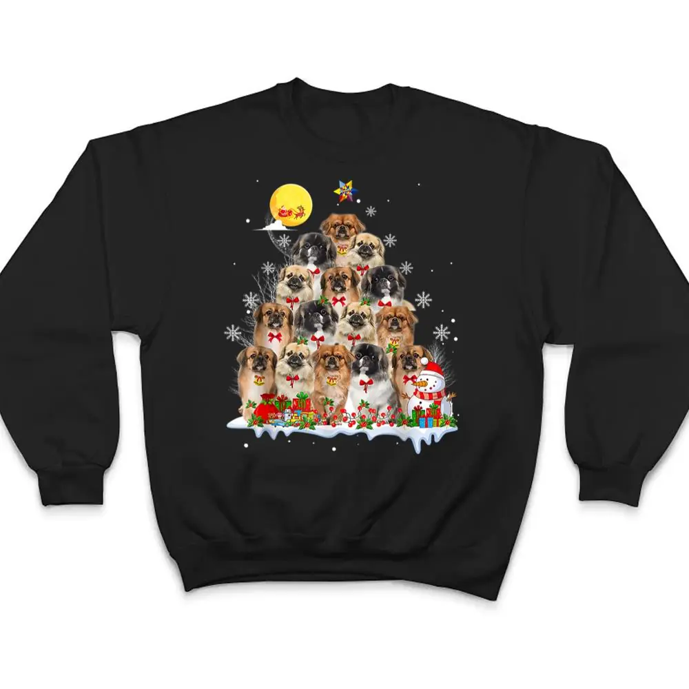 Tibetan-Spaniel-Dog-Lover-Matching-Santa-Christmas-Tree-T-Shirt-4 Tibetan Spaniel Dog Lover Matching Santa Christmas Tree T Shirt