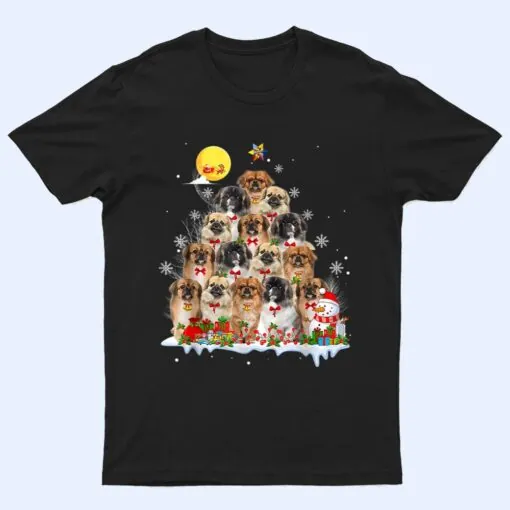 Tibetan Spaniel Dog Lover Matching Santa Christmas Tree T Shirt