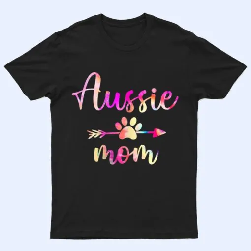 Tie Dye Aussie Mom Pocket  Dog Mom Aussie Mama T Shirt