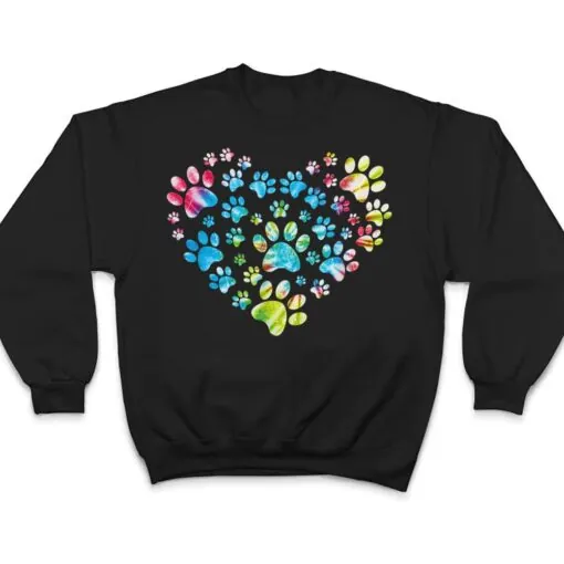 Tie Dye Love Dog Paw Print Animal Paw Dog Lover T Shirt