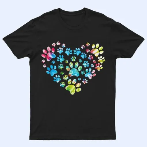 Tie Dye Love Dog Paw Print Animal Paw Dog Lover T Shirt