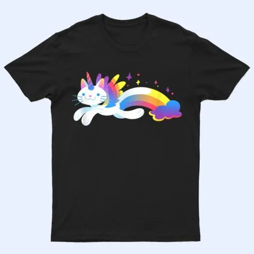 Unicorn Kitty Rainbow  - Flying Unicat Caticorn T Shirt