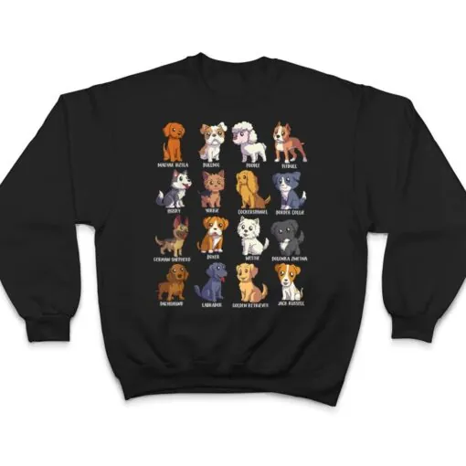 Various Kawaii Cartoon Dogs - Dog Breeds T Shirt