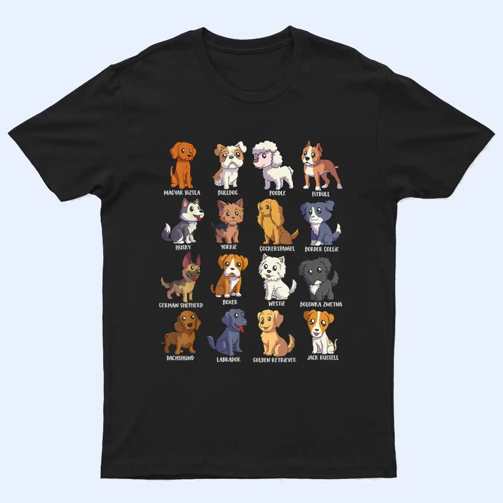 Various Kawaii Cartoon Dogs - Dog Breeds T Shirt Various Kawaii Cartoon Dogs - Dog Breeds T Shirt