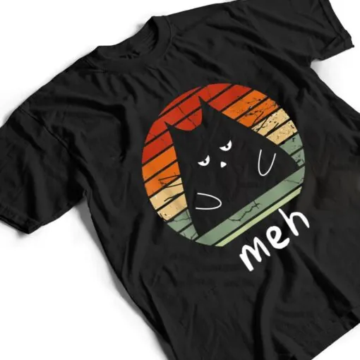 Vintage Black Cat Meh Cat Meow Kitty Cat Lover T Shirt