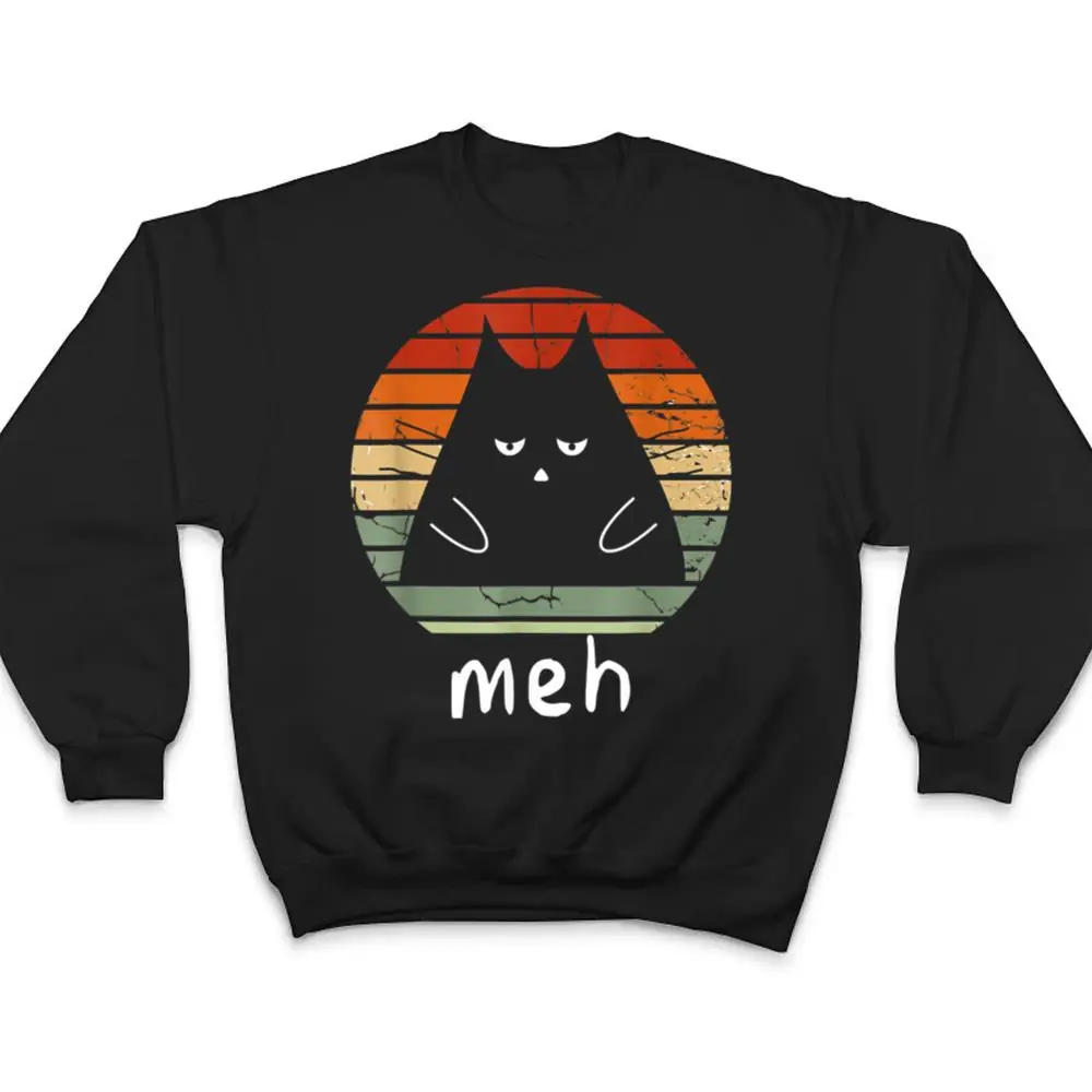 Vintage-Black-Cat-Meh-Cat-Meow-Kitty-Cat-Lover-T-Shirt-4 Vintage Black Cat Meh Cat Meow Kitty Cat Lover T Shirt