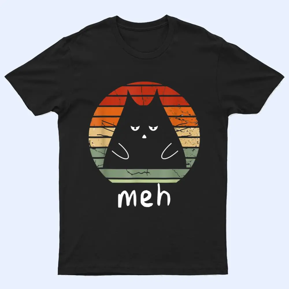 Vintage Black Cat  Meh Cat Meow Kitty Cat Lover T Shirt Vintage Black Cat  Meh Cat Meow Kitty Cat Lover T Shirt