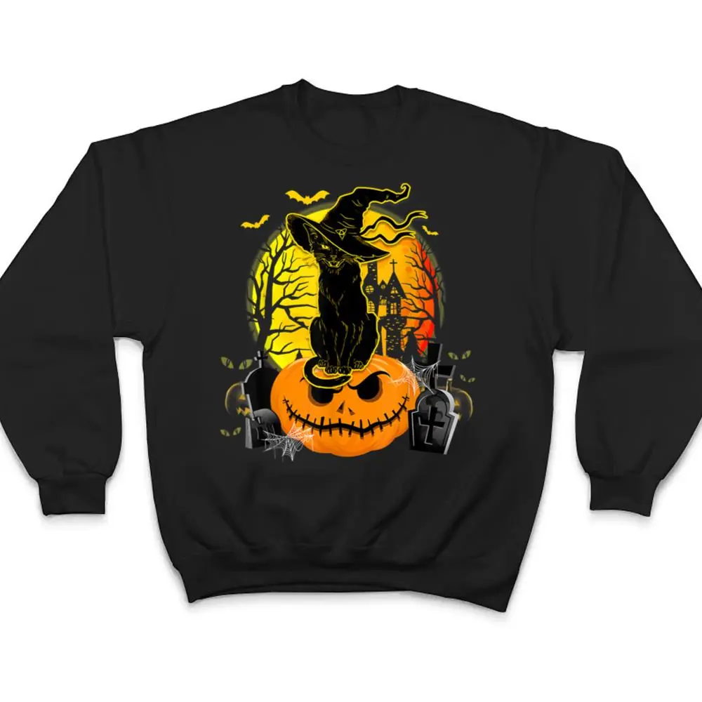 Vintage-Black-Cat-Witch-Scary-Halloween-Costume-Kids-Boys-T-Shirt-4 Vintage Black Cat Witch Scary Halloween Costume Kids Boys T Shirt