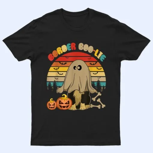 Vintage Border Collie Boo Ghost Halloween Border Collie Dog T Shirt