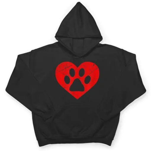 Vintage Dog Lover Heart Love Valentine's Day Paw Print T Shirt