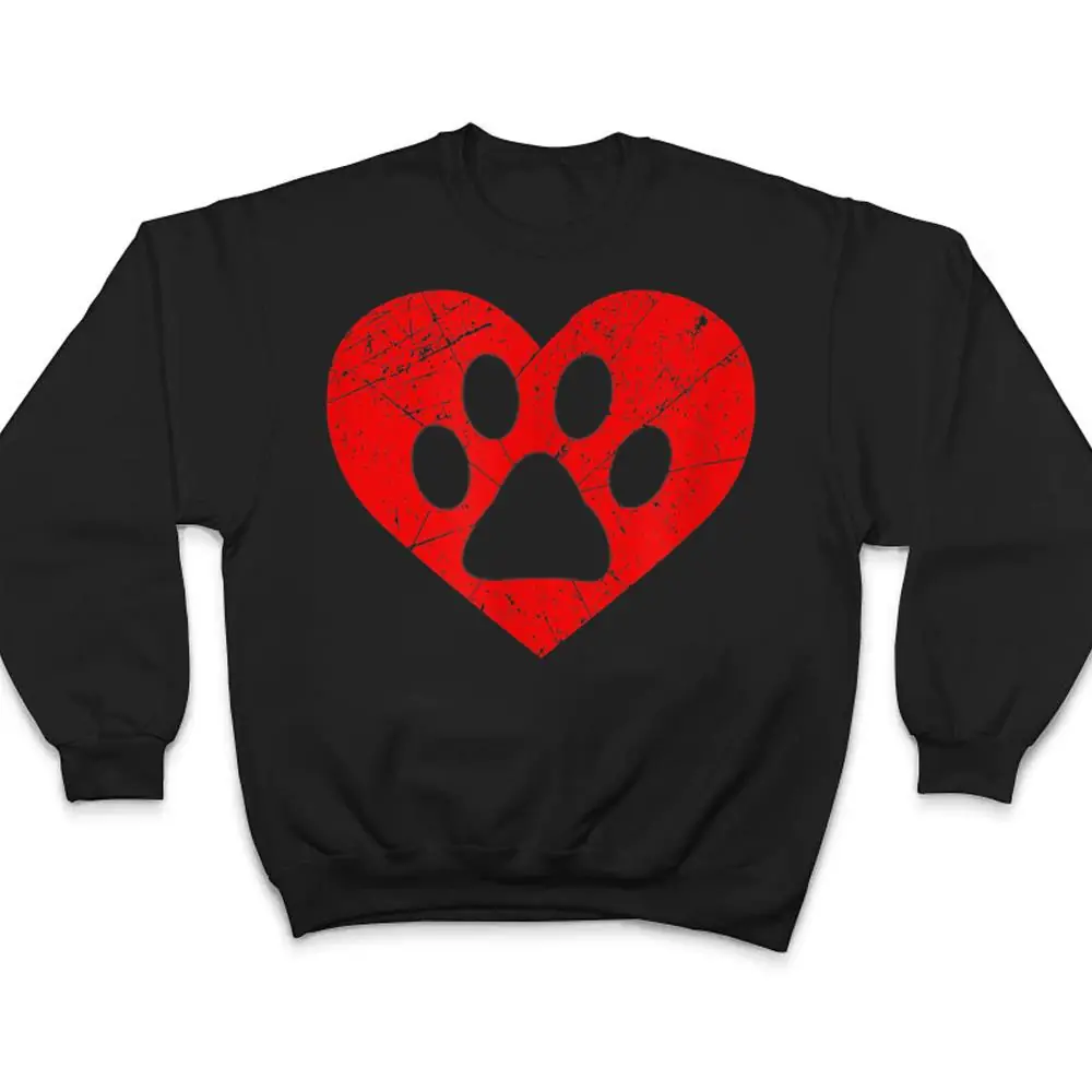 Vintage-Dog-Lover-Heart-Love-Valentines-Day-Paw-Print-T-Shirt-4 Vintage Dog Lover Heart Love Valentine's Day Paw Print T Shirt