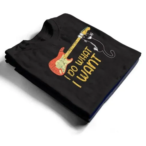 Vintage Guitar and Cat Lover Men Women I do what i want Cat T Shirt