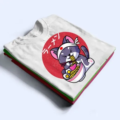 Vintage Kawaii Anime Ramen Cat Japanese Food Gift Girls Teen T Shirt