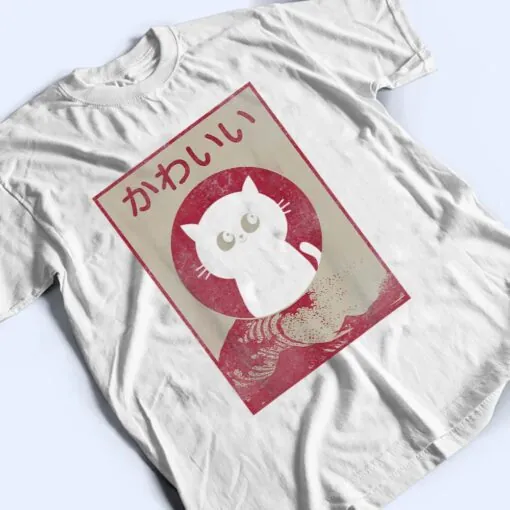 Vintage Kawaii Cat Japanese Black Anime Gift Girls Teenager T Shirt