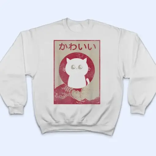 Vintage Kawaii Cat Japanese Black Anime Gift Girls Teenager T Shirt