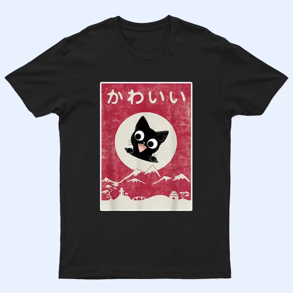 Vintage Kawaii Cat Japanese Black Anime Gift T Shirt Vintage Kawaii Cat Japanese Black Anime Gift T Shirt