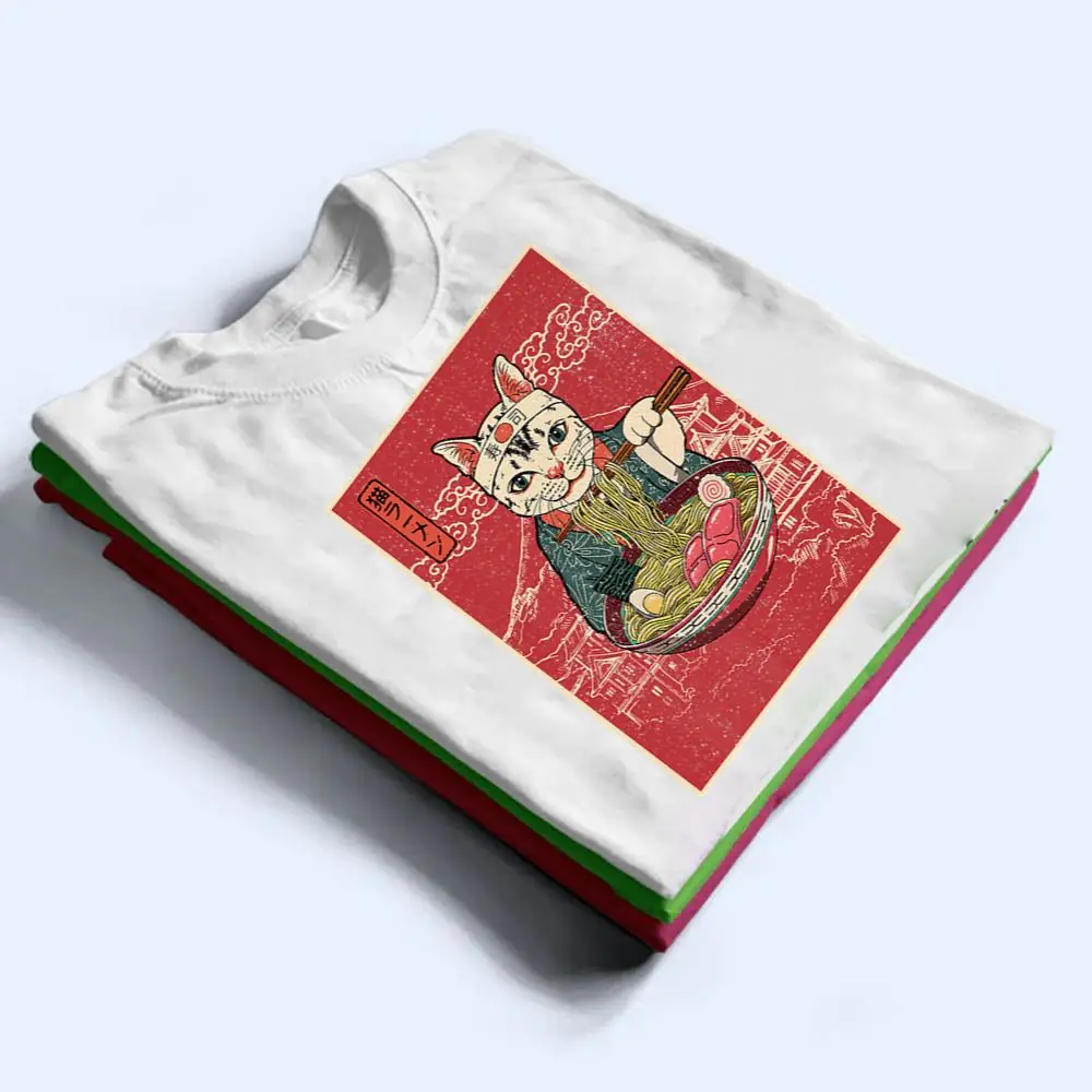 Vintage-Kawaii-Cat-Ramen-Anime-Japanese-Gift-Girls-Boys-Teen-Premium-T-Shirt-1 Vintage Kawaii Cat Ramen Anime Japanese Gift Girls Boys Teen Premium T Shirt