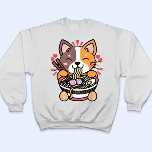 Vintage Kawaii Ramen Cat Anime Japanese Food T Shirt