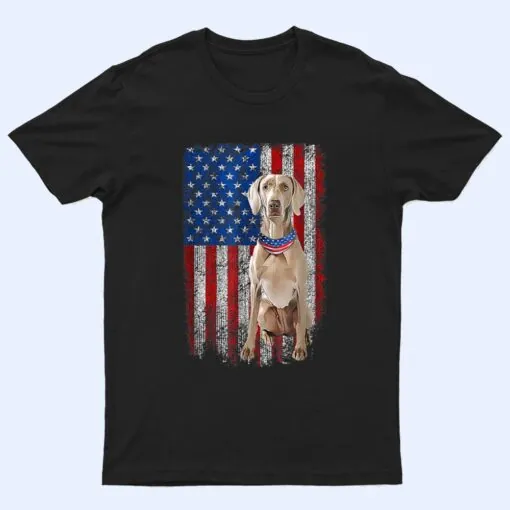 Vintage Patriotic Weimaraner American Flag Dog Lover T Shirt