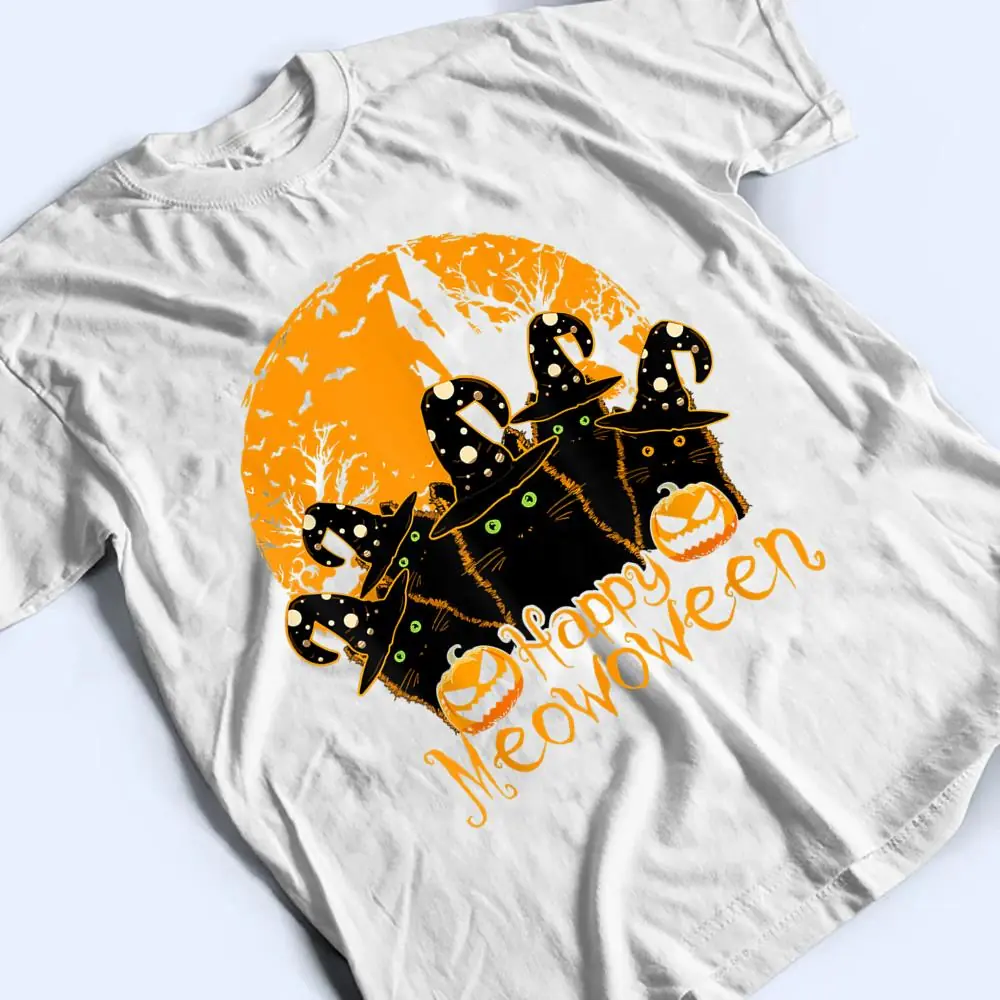 Vintage-Scary-Halloween-Black-Cat-Costume-Happy-Meowloween-T-Shirt-2 Vintage Scary Halloween Black Cat Costume Happy Meowloween T Shirt