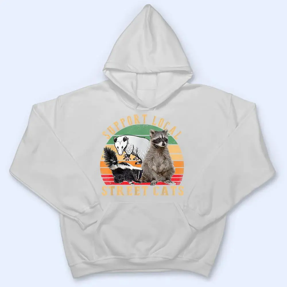 Vintage-Support-Local-Street-Cats-Raccoon-Skunk-T-Shirt-3 Vintage Support Local Street Cats! Raccoon, Skunk T Shirt